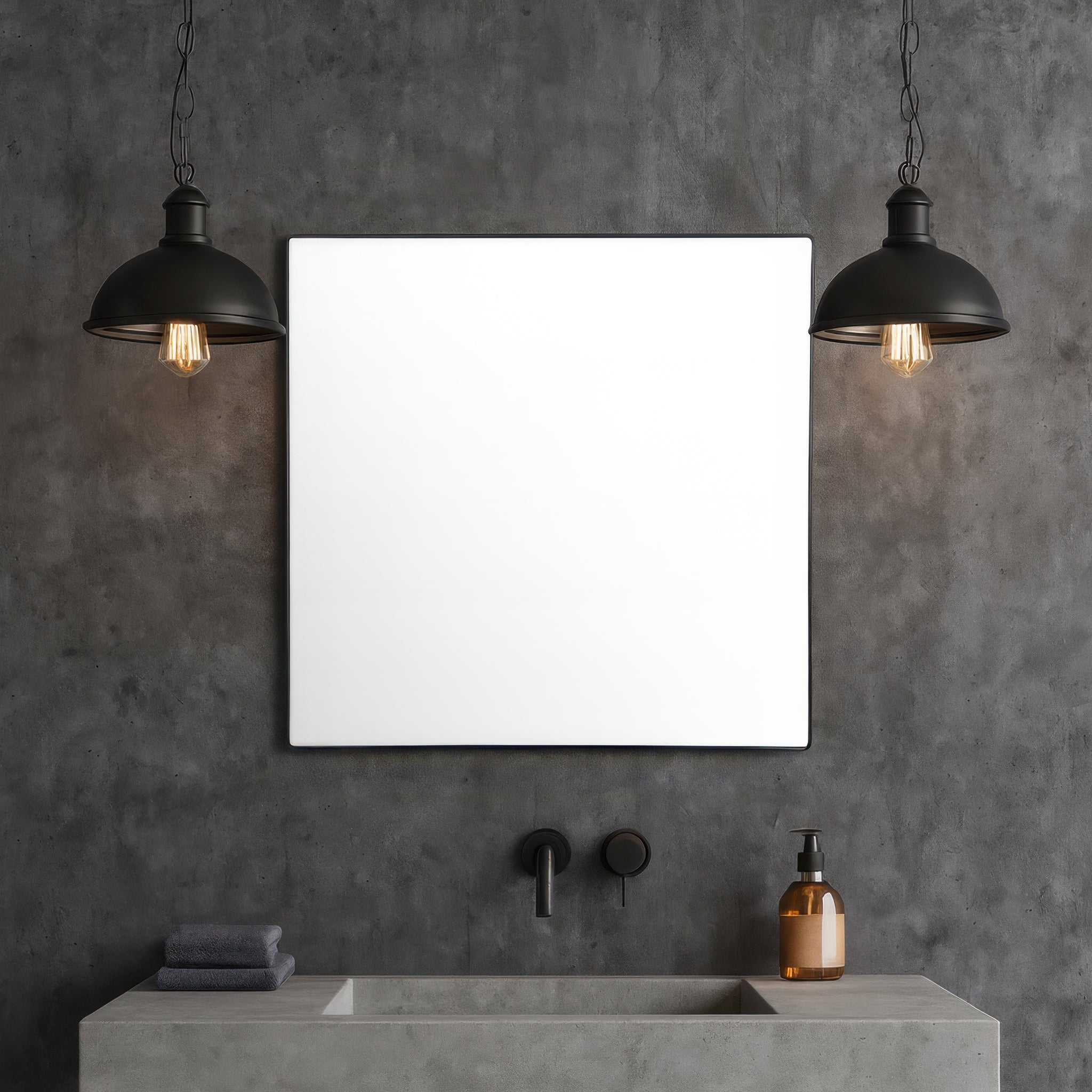 Kye 40x40 Rounded Square Wall Mirror - Black