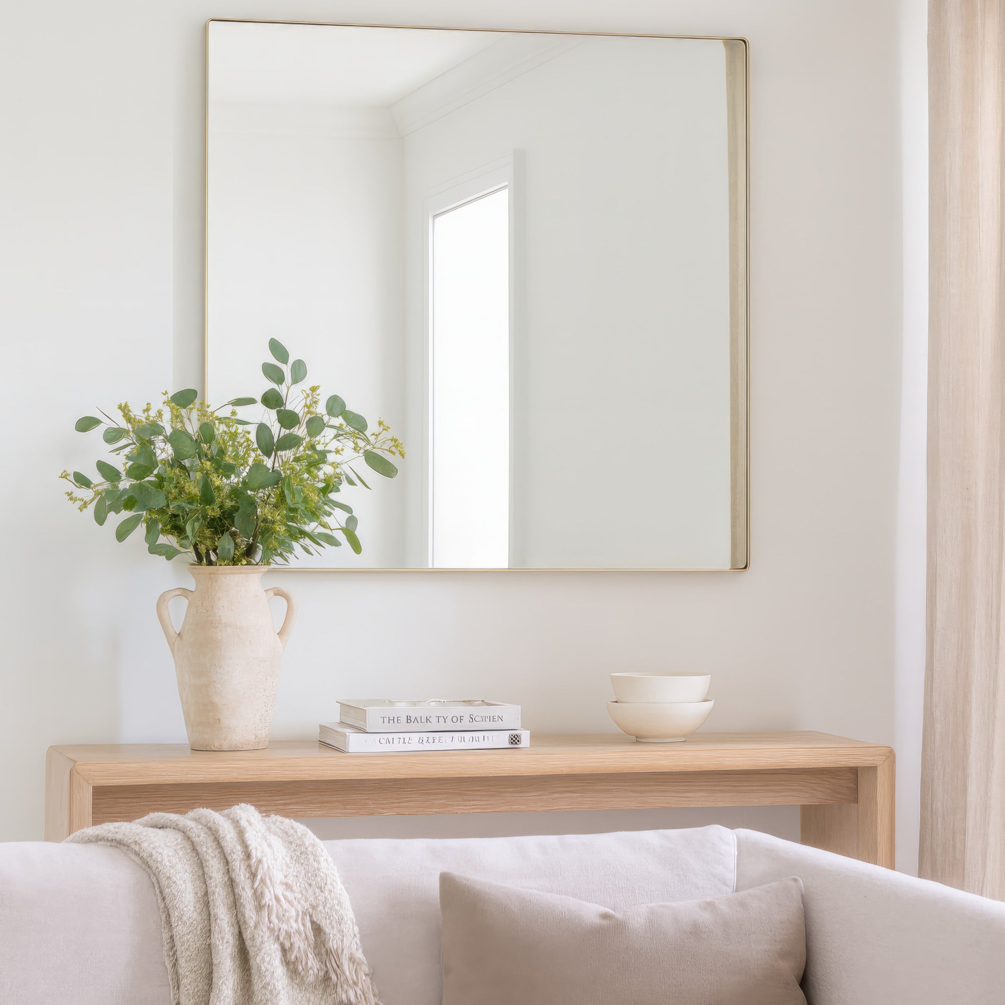 Kye 40x40 Rounded Square Wall Mirror - Gold
