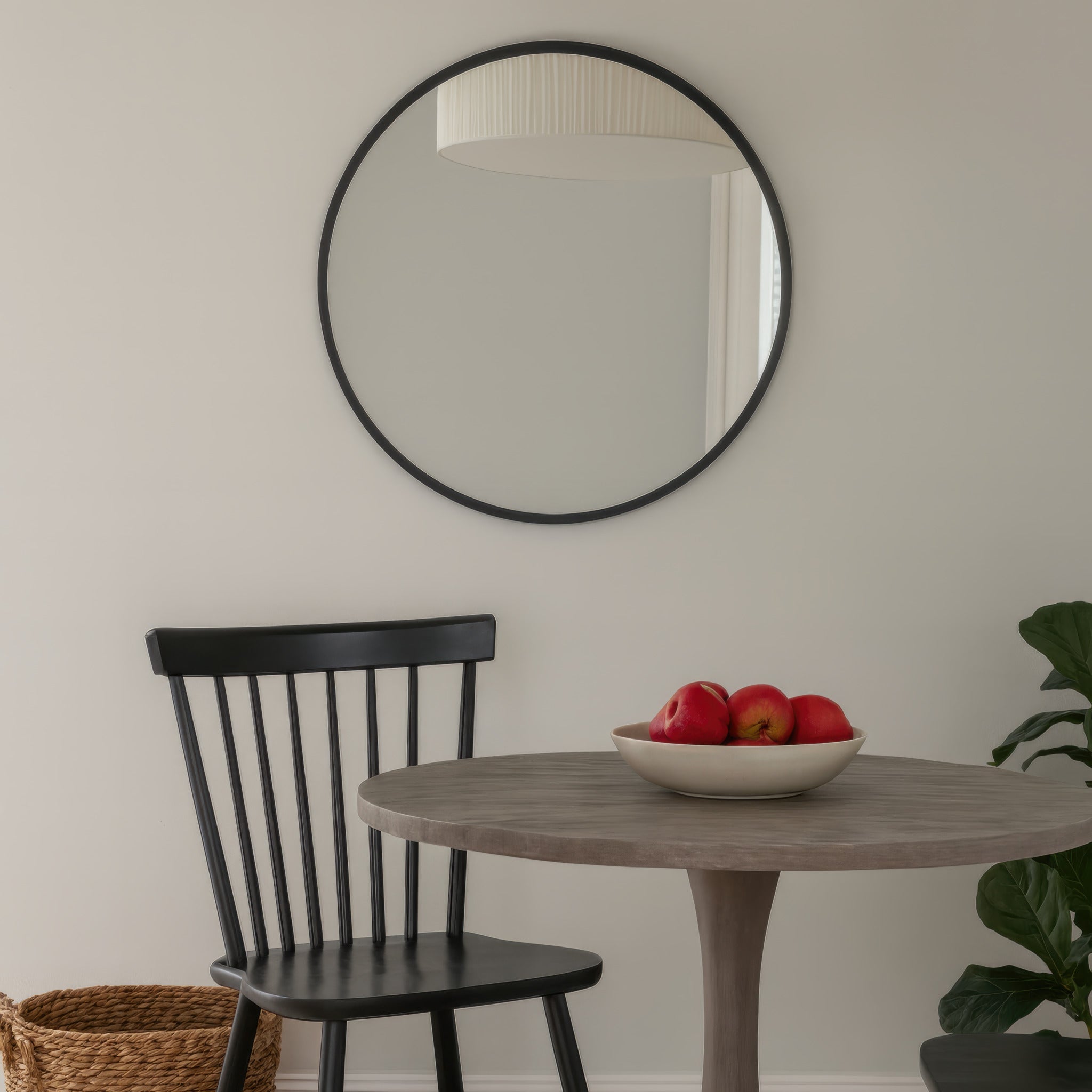 Cottage 30-in Round Mirror - Black