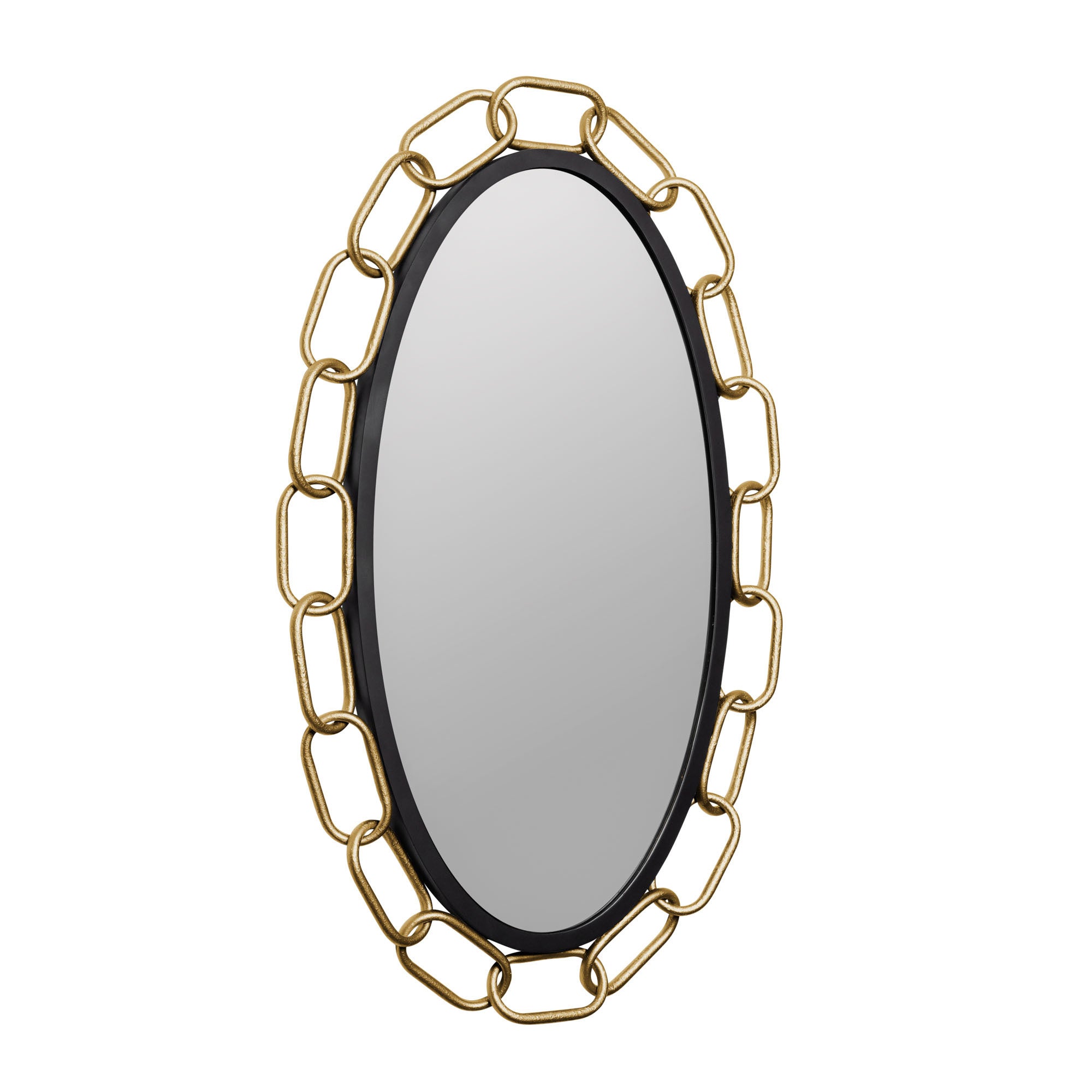Chains of Love 24x40 Oval Wall Mirror - Matte Black/Textured Gold