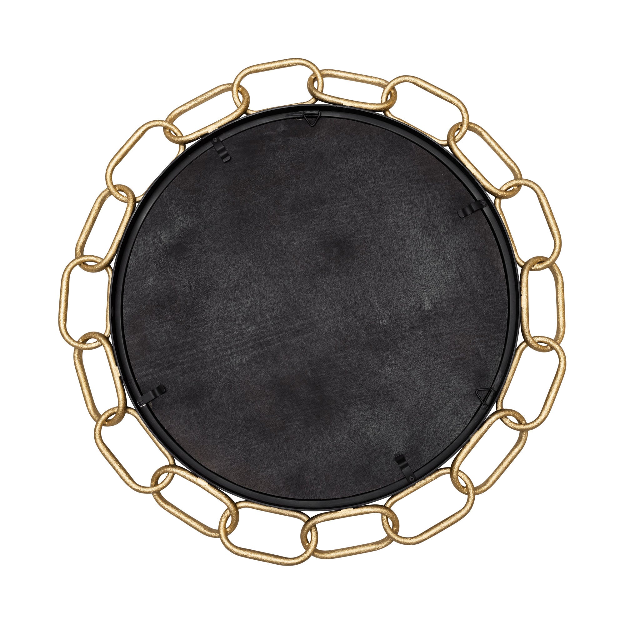 Chains of Love 30-in Round Wall Mirror - Matte Black/Textured Gold