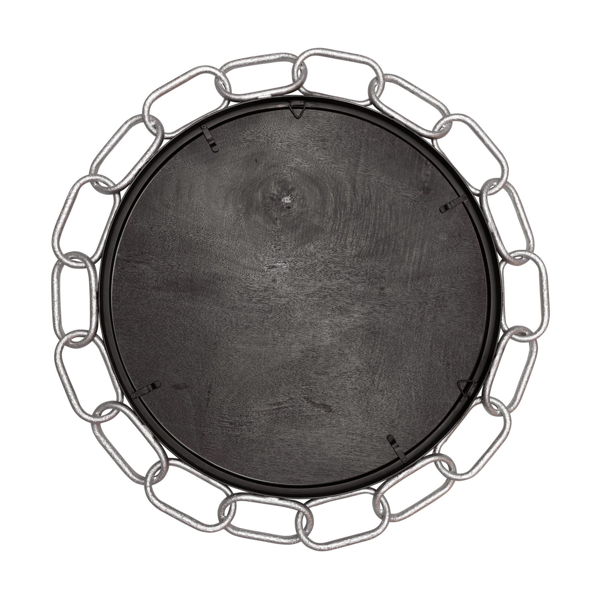 Chains of Love 30-in Round Wall Mirror - Matte Black/Textured Silver
