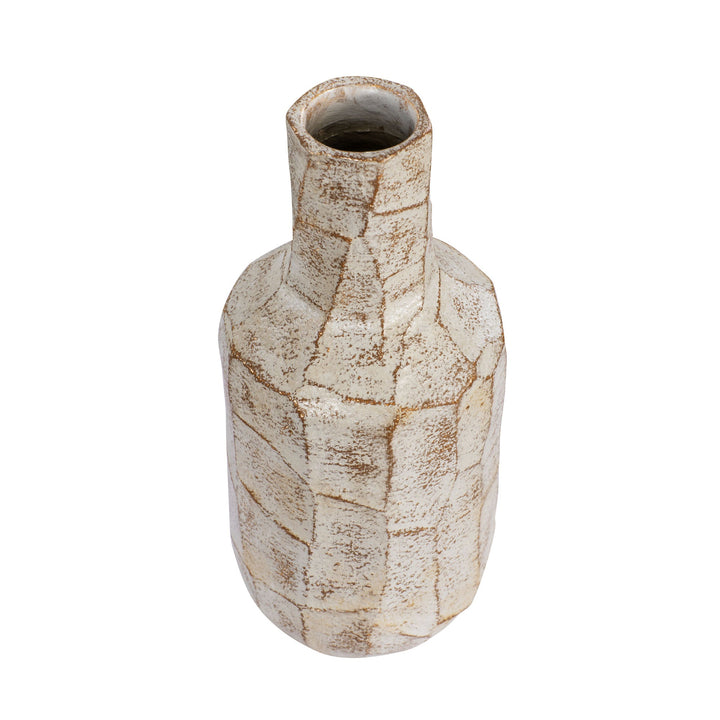 Takko 445VA07B Ceramic Vase - Slate Brown W/White