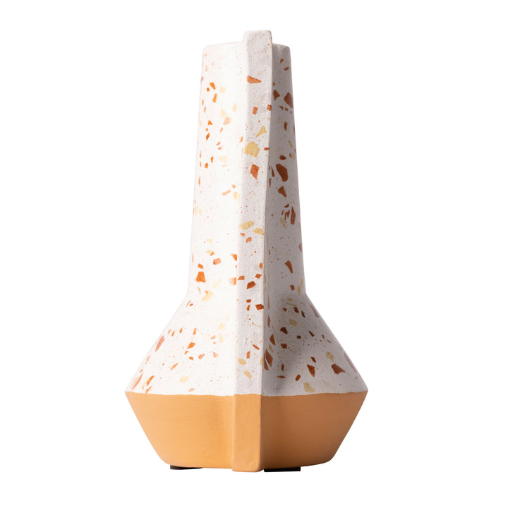 Urbino 445VA09C Ceramic Vase - White Terrazzo/Terracotta