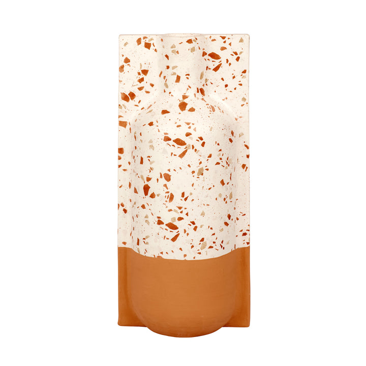 Urbino 445VA09D Ceramic Vase - White Terrazzo/Terracotta