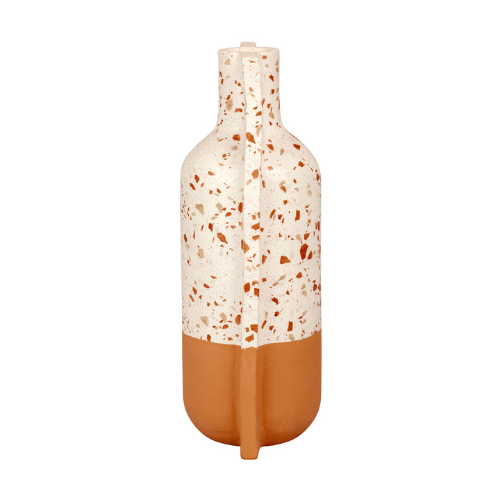 Urbino 445VA09D Ceramic Vase - White Terrazzo/Terracotta