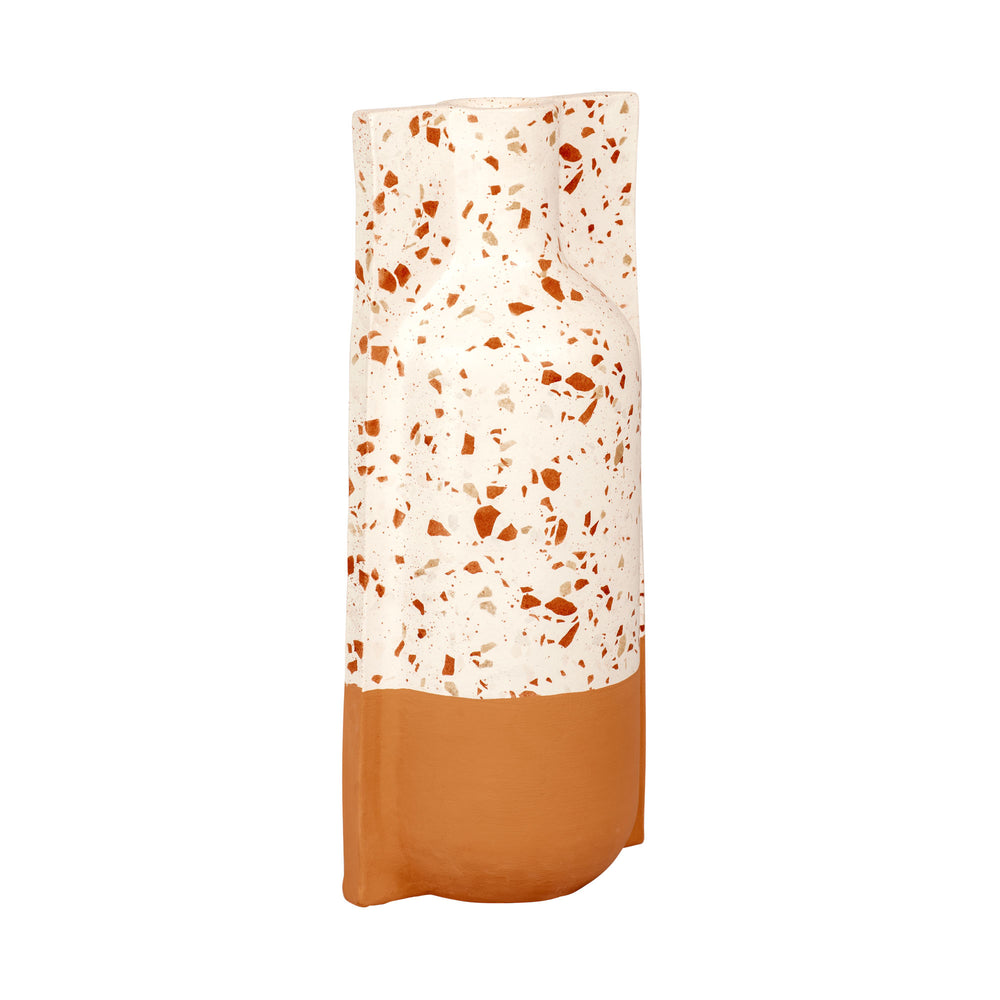 Urbino 445VA09D Ceramic Vase - White Terrazzo/Terracotta