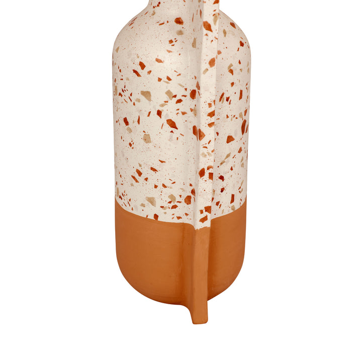 Urbino 445VA09D Ceramic Vase - White Terrazzo/Terracotta