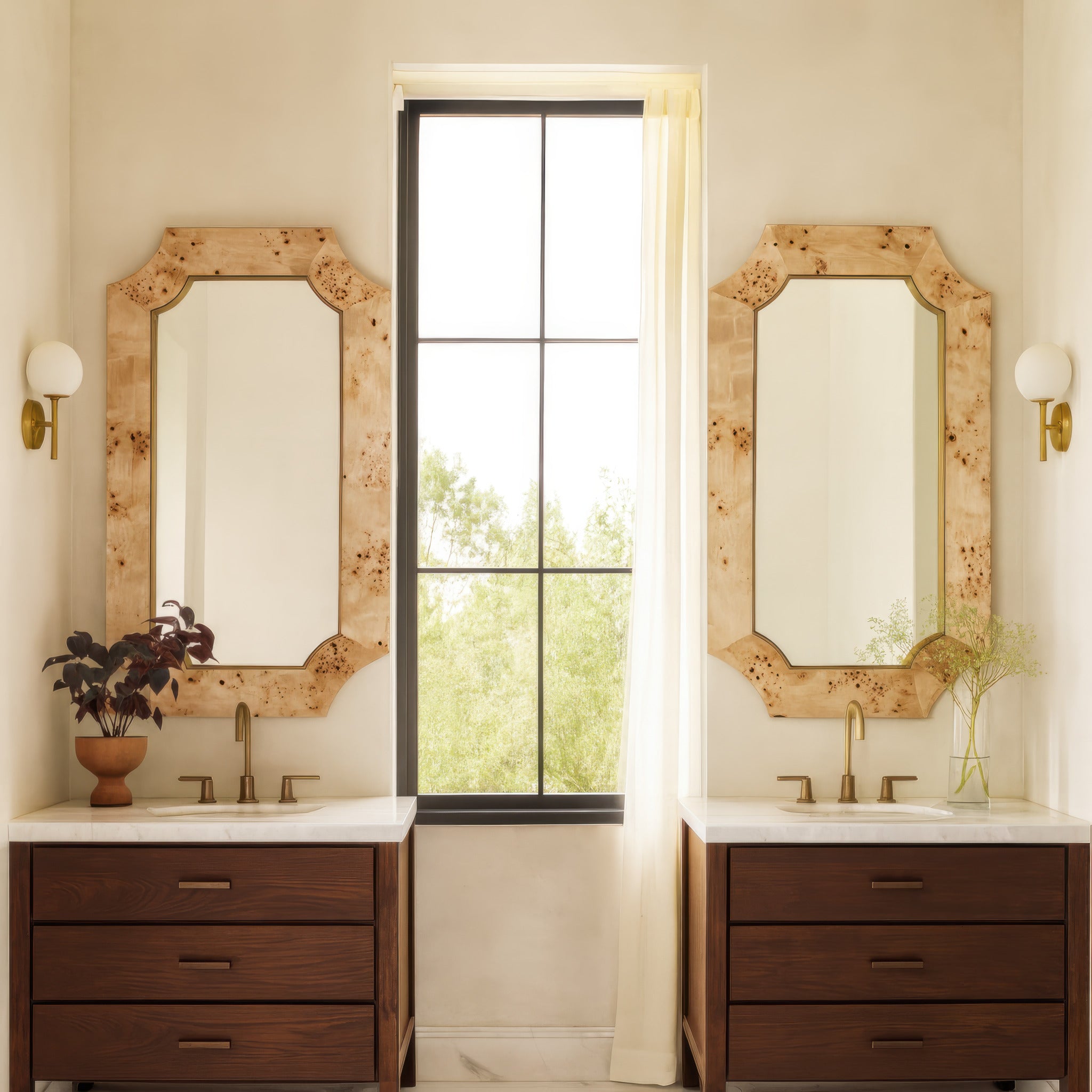 Farra 28x54 Wall Mirror - Poplar Burl/Weathered Brass