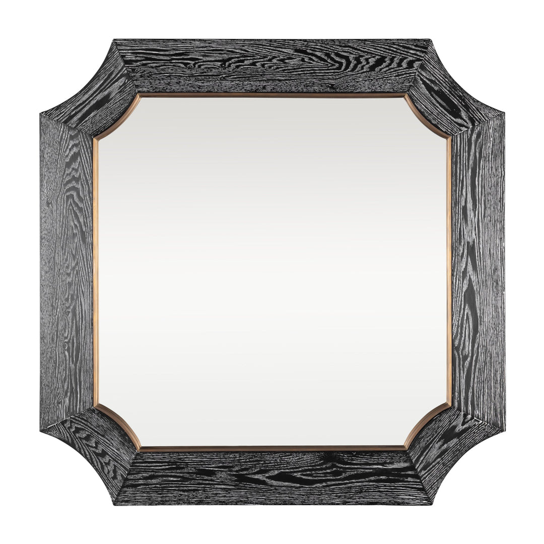 Farra 449MI36A 36x36 Wall Mirror - Cerused Black/Weathered Brass
