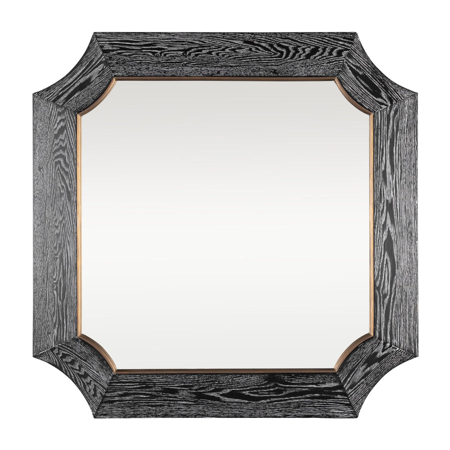 Farra 449MI36A 36x36 Wall Mirror - Cerused Black/Weathered Brass