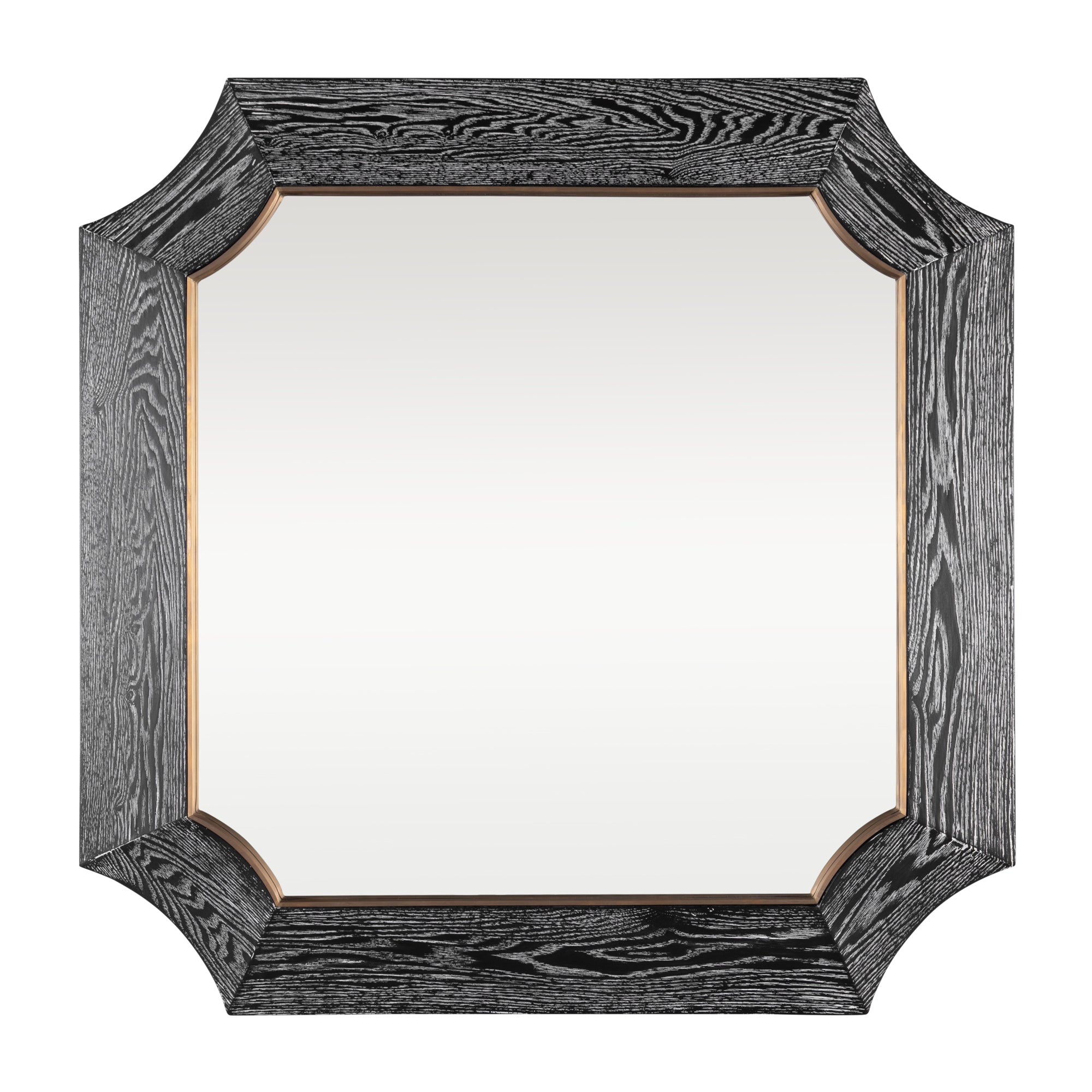 Farra 36x36 Wall Mirror - Cerused Black/Weathered Brass