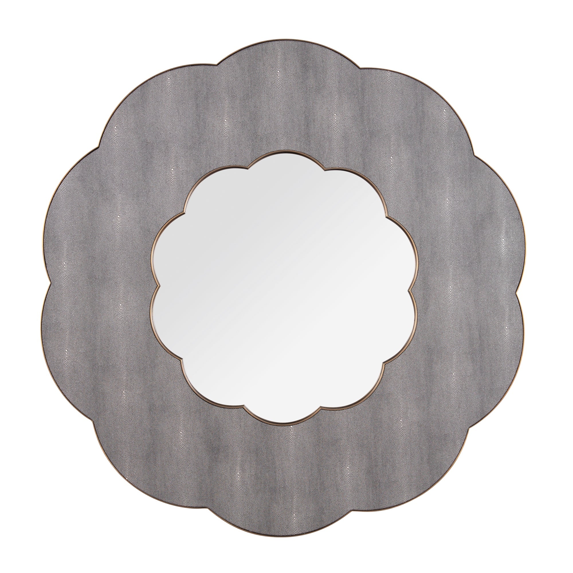 Scallop 453MI54A 54-in Wall Mirror - Gray Shagreen/Weathered Brass