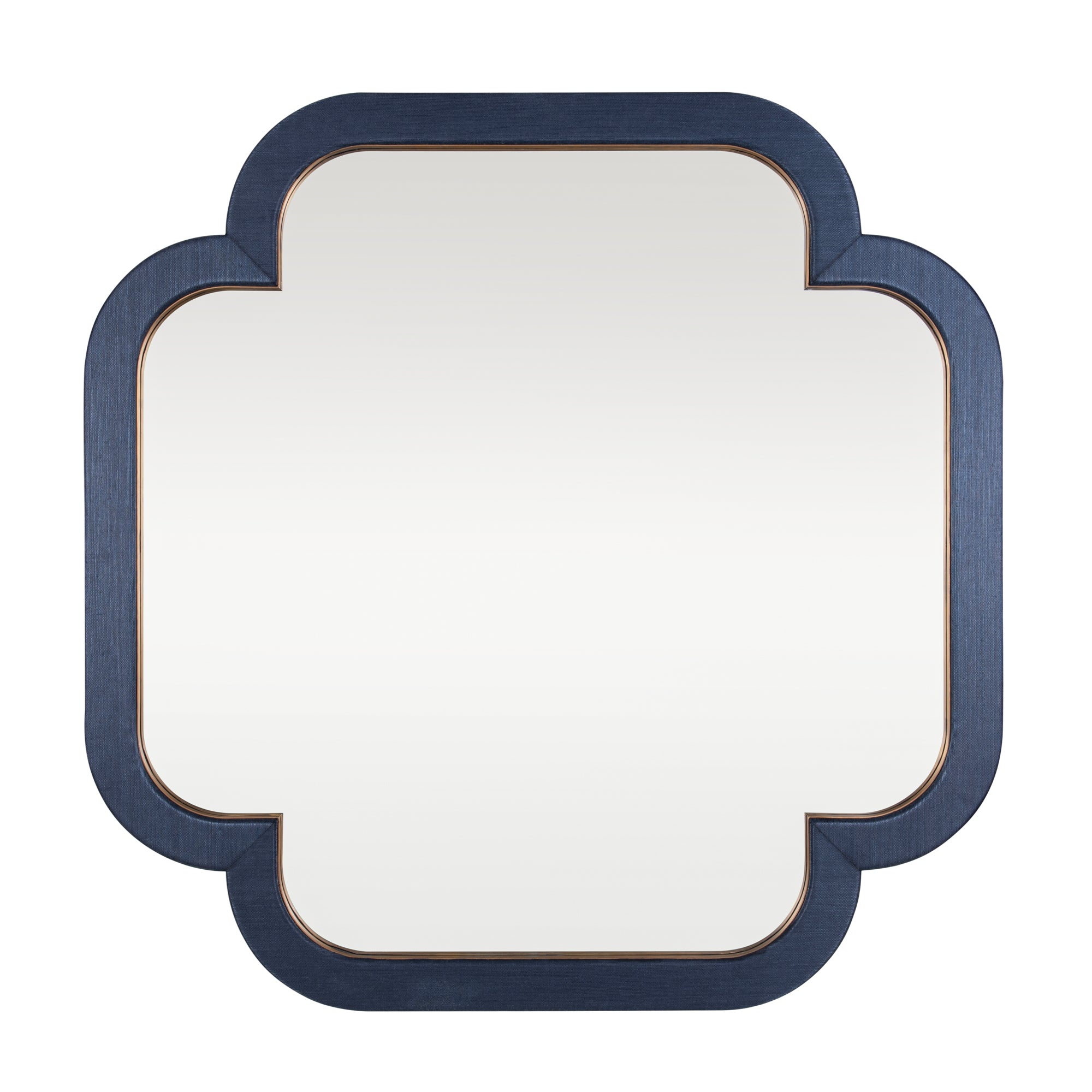 Swiss 455MI50A 50x50 Wall Mirror - Dark Blue Grasscloth/Weathered Brass