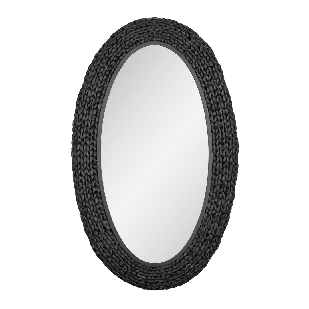 Athena 457MI24MBB 24x40 Oval Wall Mirror - Matte Black/Black Seagrass