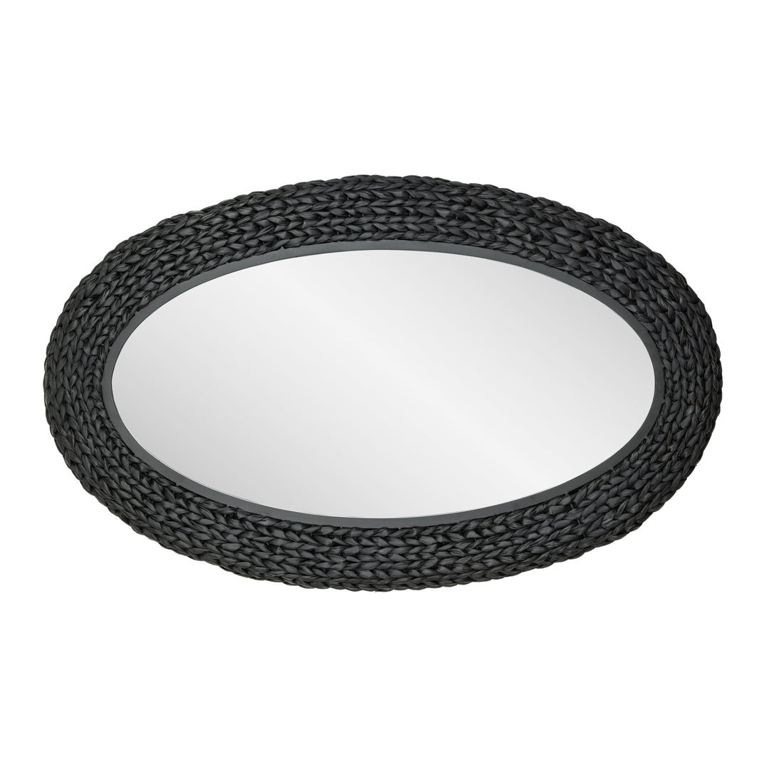 Athena 457MI24MBB 24x40 Oval Wall Mirror - Matte Black/Black Seagrass