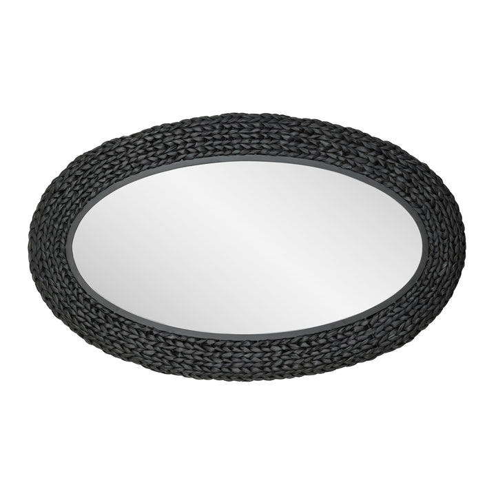 Athena 457MI24MBB 24x40 Oval Wall Mirror - Matte Black/Black Seagrass