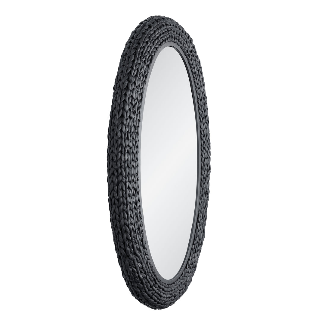 Athena 457MI24MBB 24x40 Oval Wall Mirror - Matte Black/Black Seagrass