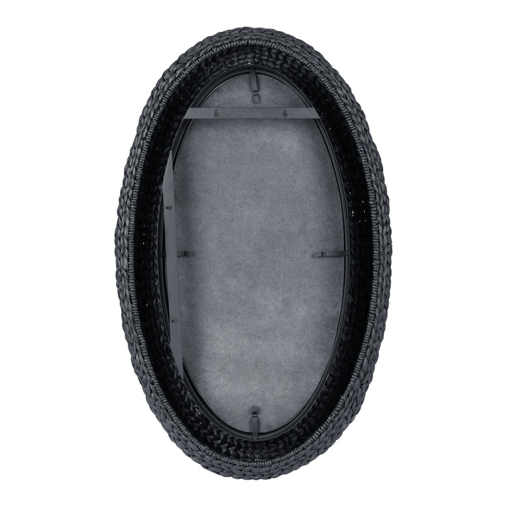 Athena 457MI24MBB 24x40 Oval Wall Mirror - Matte Black/Black Seagrass