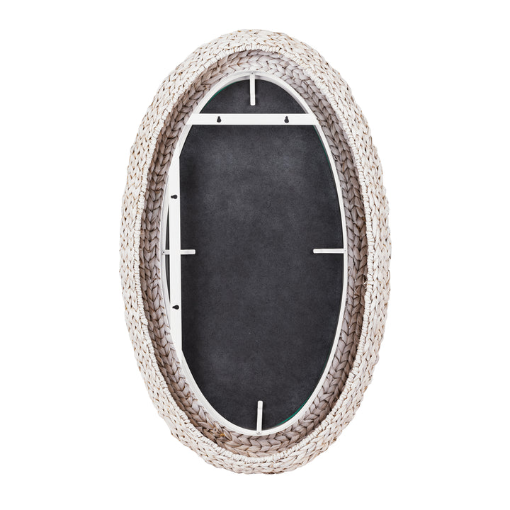 Athena in Whitewash 457MI24MWW 24x40 Oval Wall Mirror - Matte White/Whitewash Seagrass