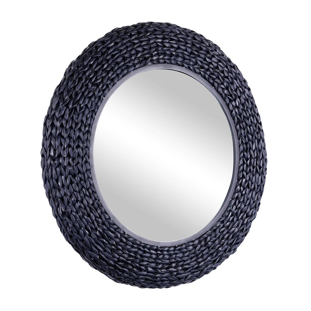 Athena 457MI30MBM 30-Inch Round Wall Mirror - Midnight Blue Seagrass