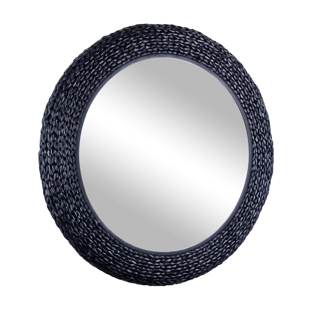 Athena 457MI40MBM 40-Inch Round Wall Mirror - Midnight Blue Seagrass