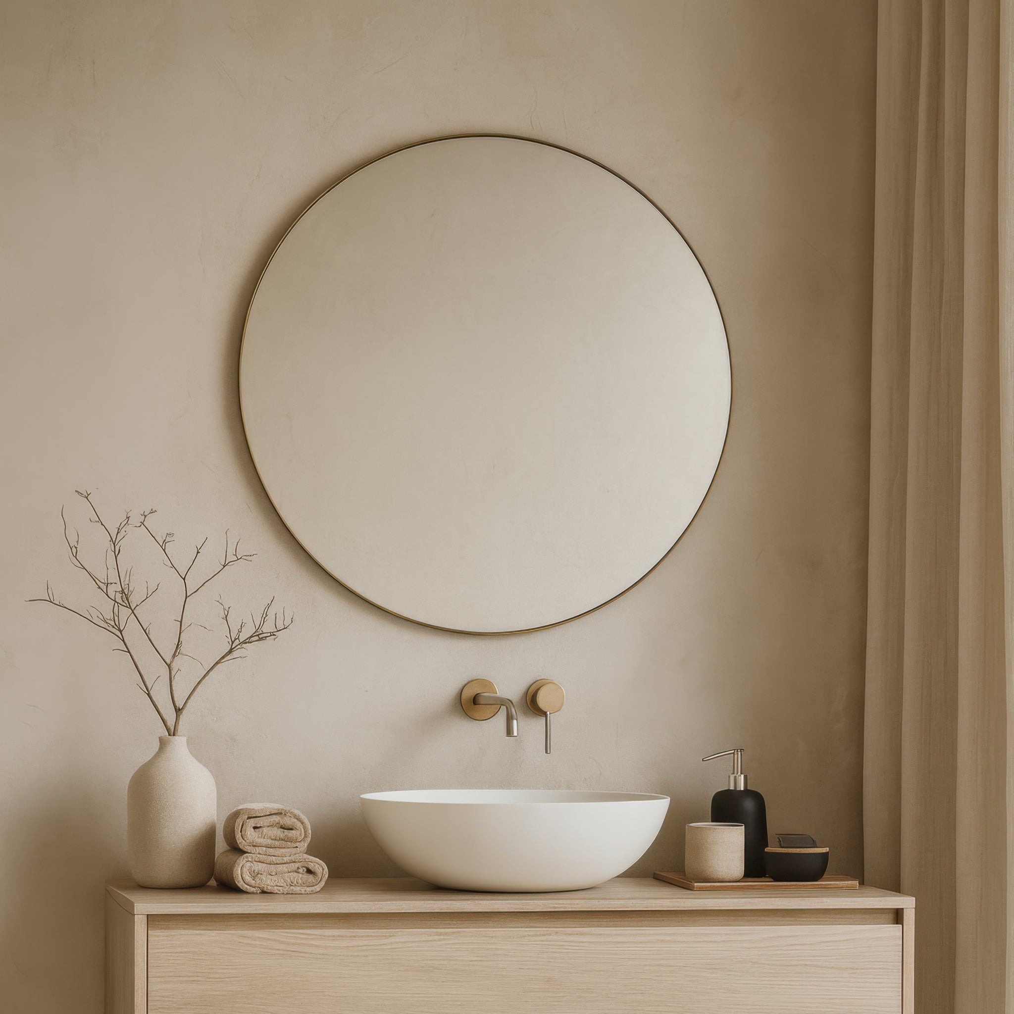 Tablet 40-in Round Wall Mirror - Gold