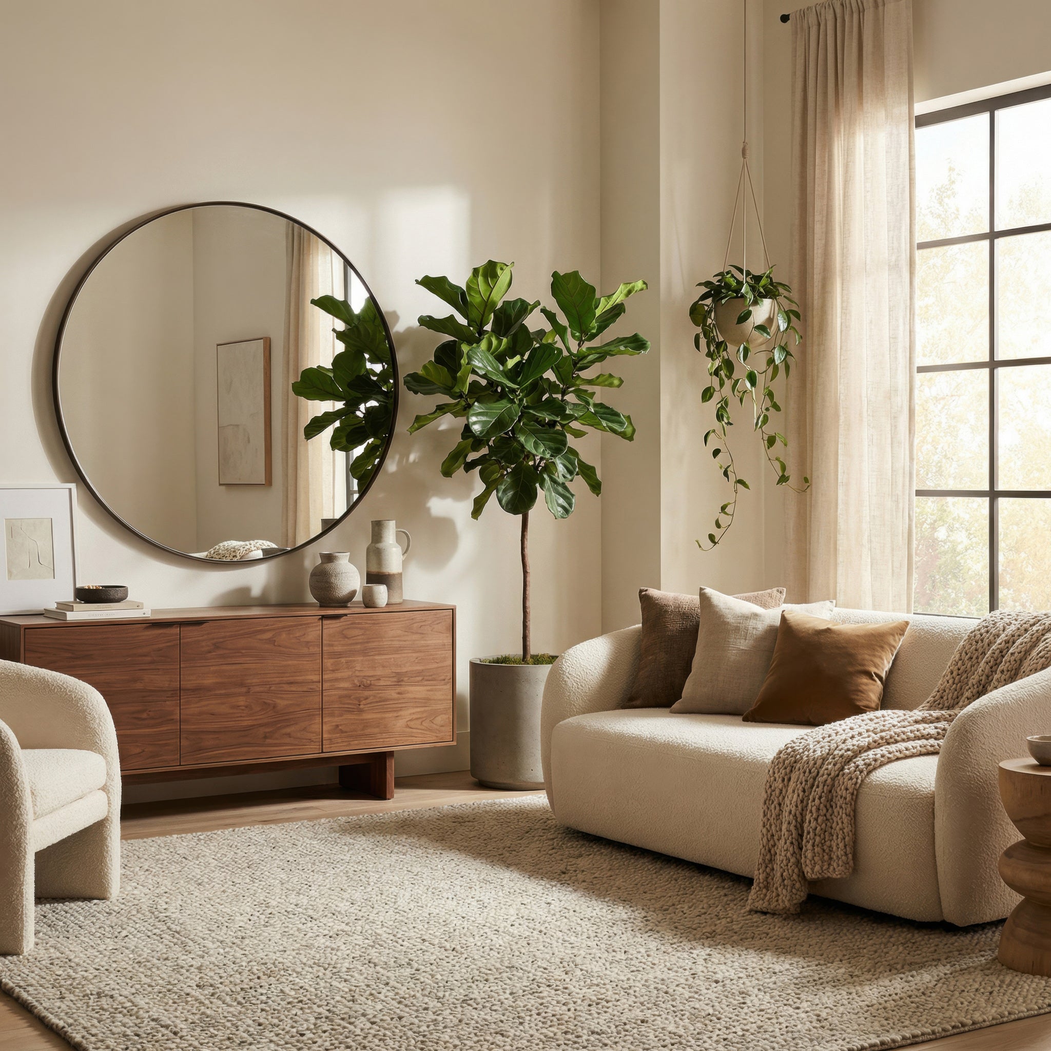 Tablet 50-in Round Wall Mirror - Bronze