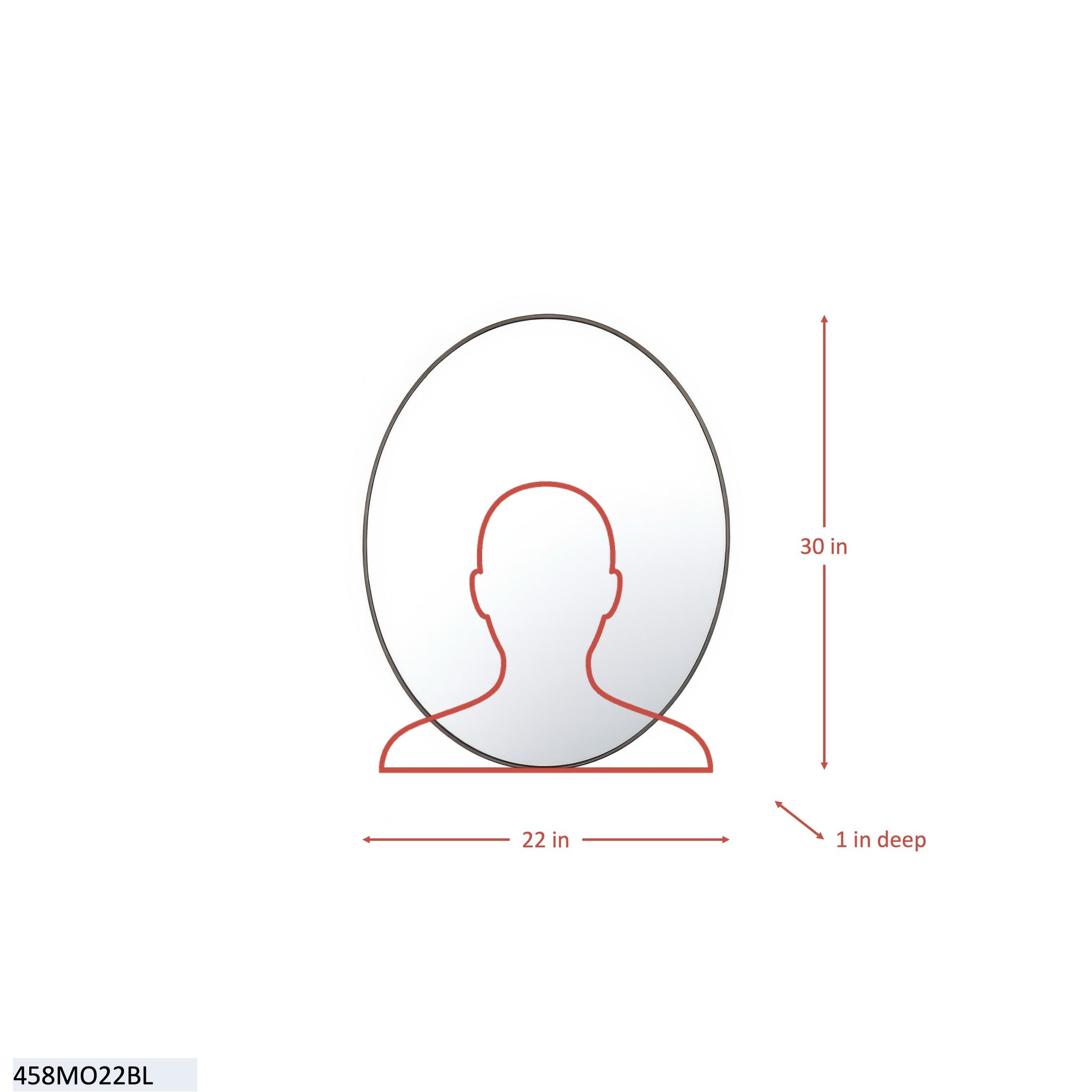 Tablet 22 x 30 Oval Mirror - Black