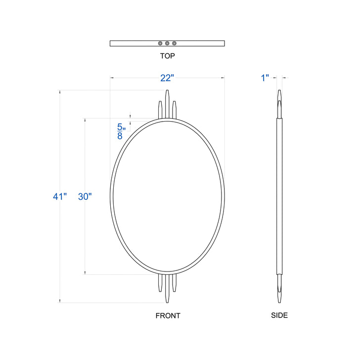 Propaganda 460MI22BL 22x41 Oval Wall Mirror - Black