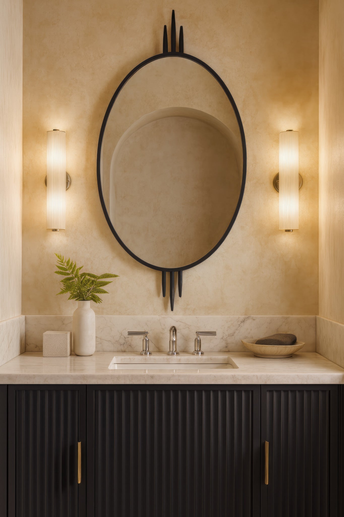 Propaganda 22x41 Oval Wall Mirror - Black