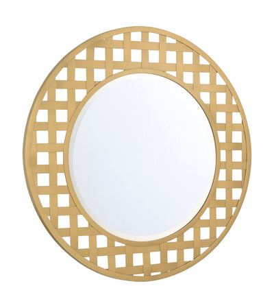 Basket Case 36 inch Woven Brass Round Mirror