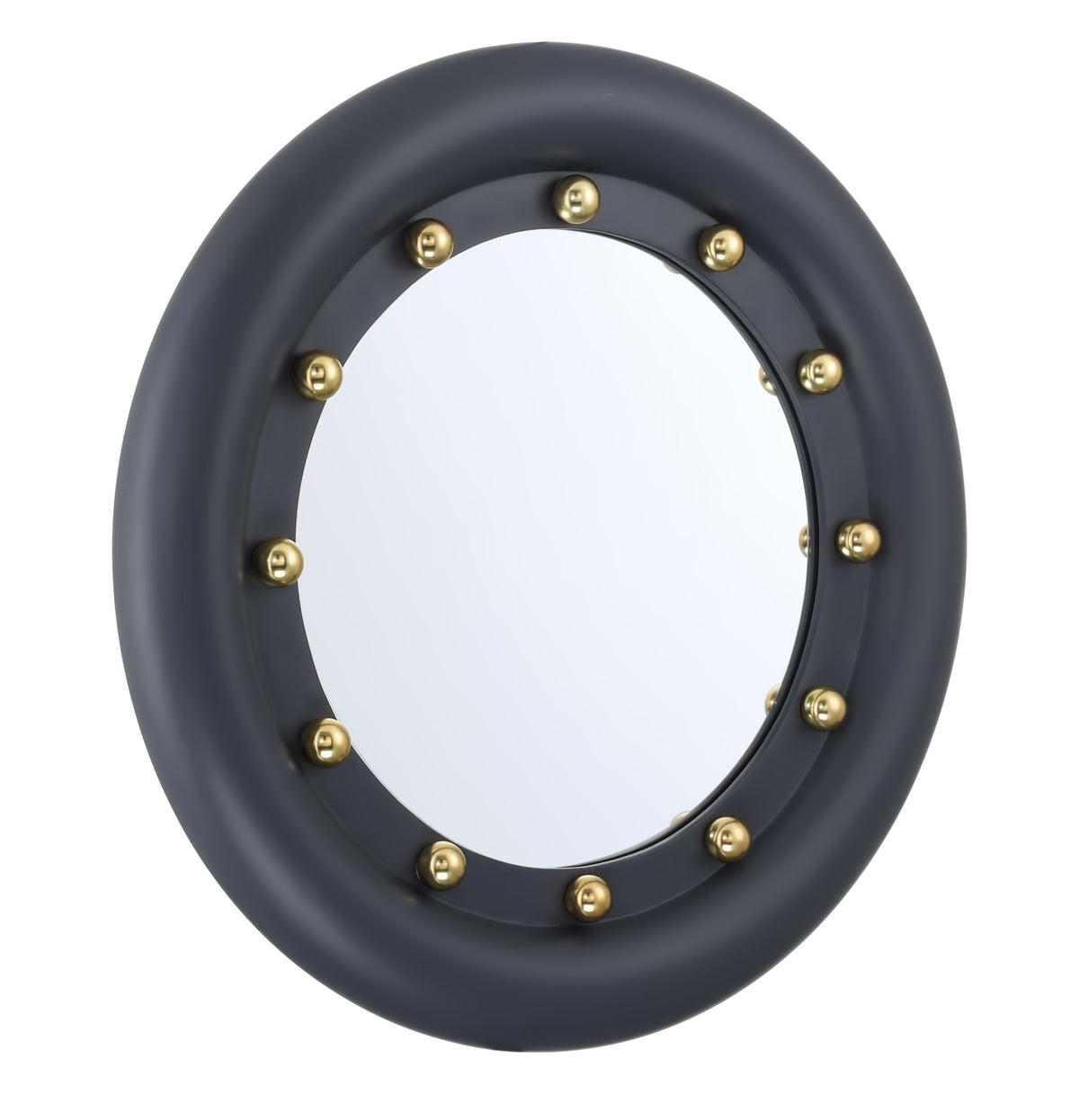 Manor Born 36 inch Round Mirror in Indigo Night with Gold Leaf accents