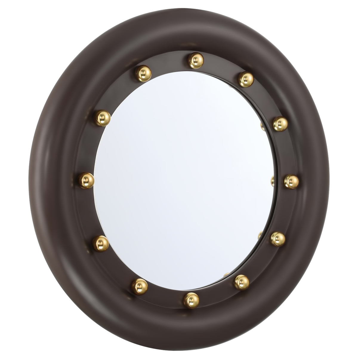 Manor Born 36 inch Round Mirror in Oxblood with Gold Leaf accents