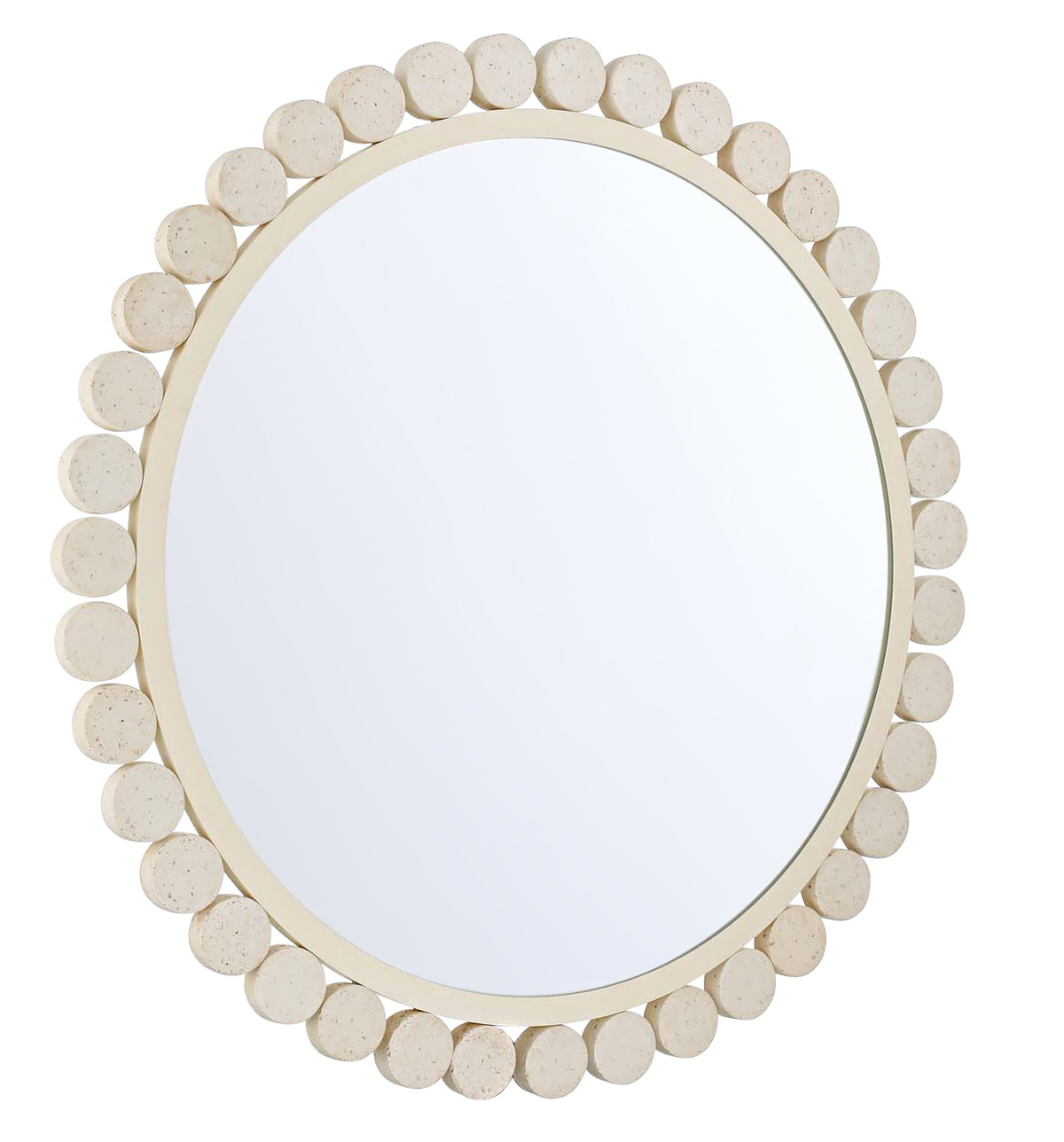 Roman Around 36 inch Round Mirror with Travertine Discs