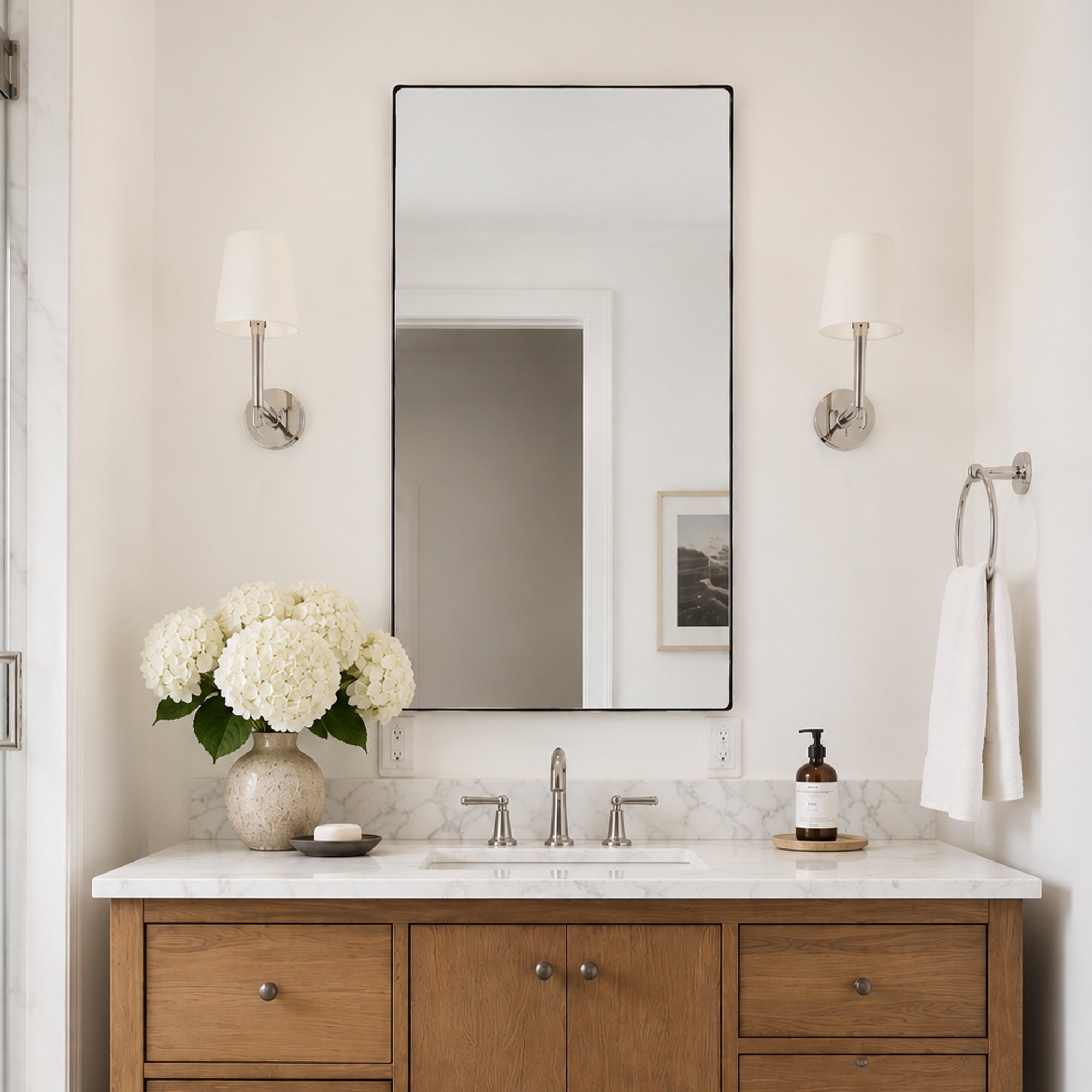 Kye 22x40 Rounded Rectangular Wall Mirror - Polished Nickel
