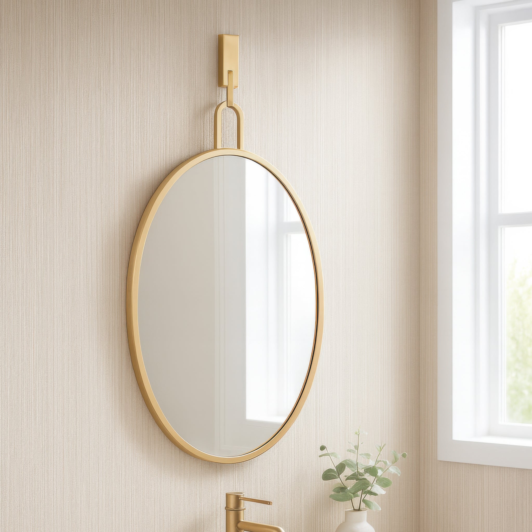 Stopwatch 22x30 Oval Powder Room Mirror - Gold