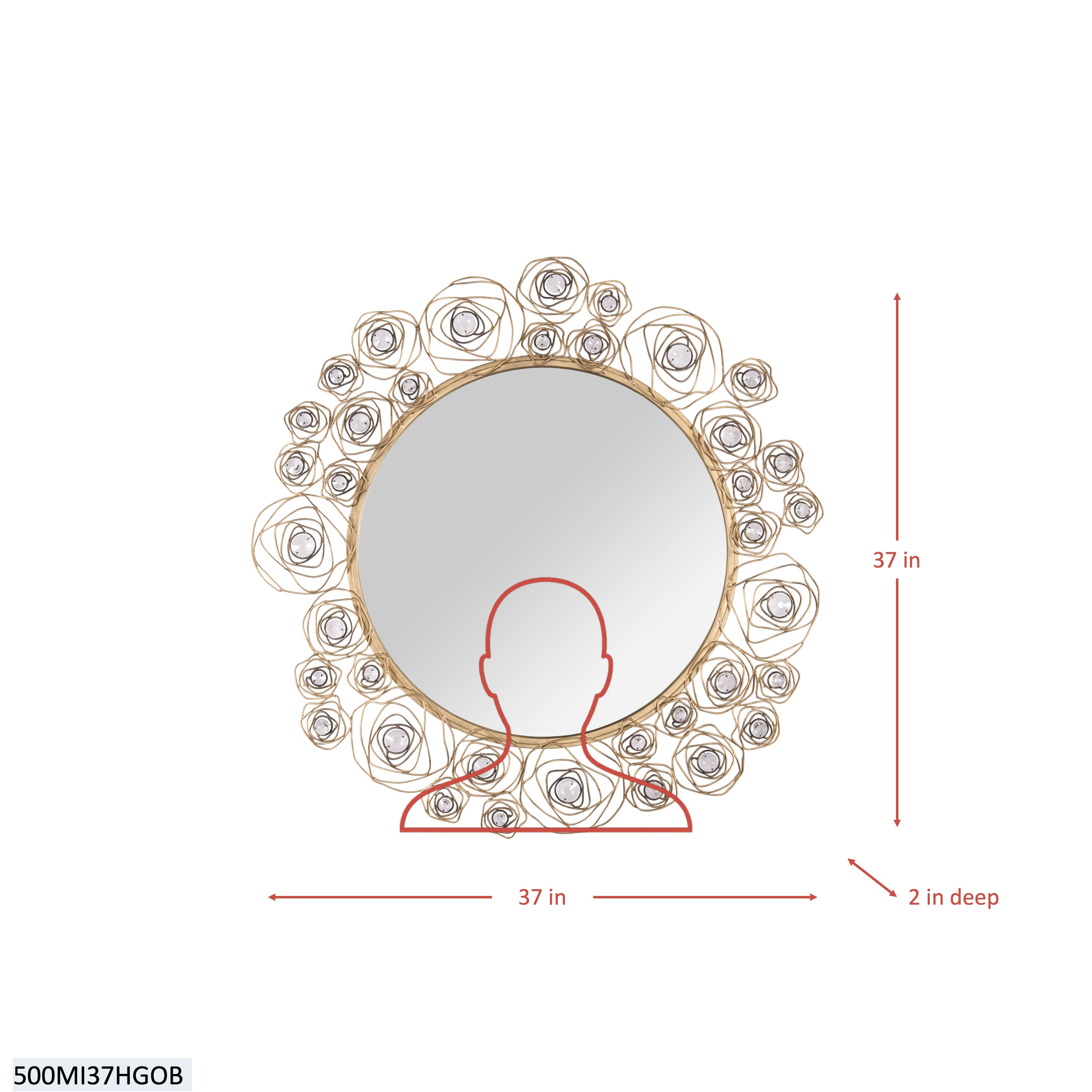Ethereal Rose 38-in Wall Mirror - Havana Gold Ombre