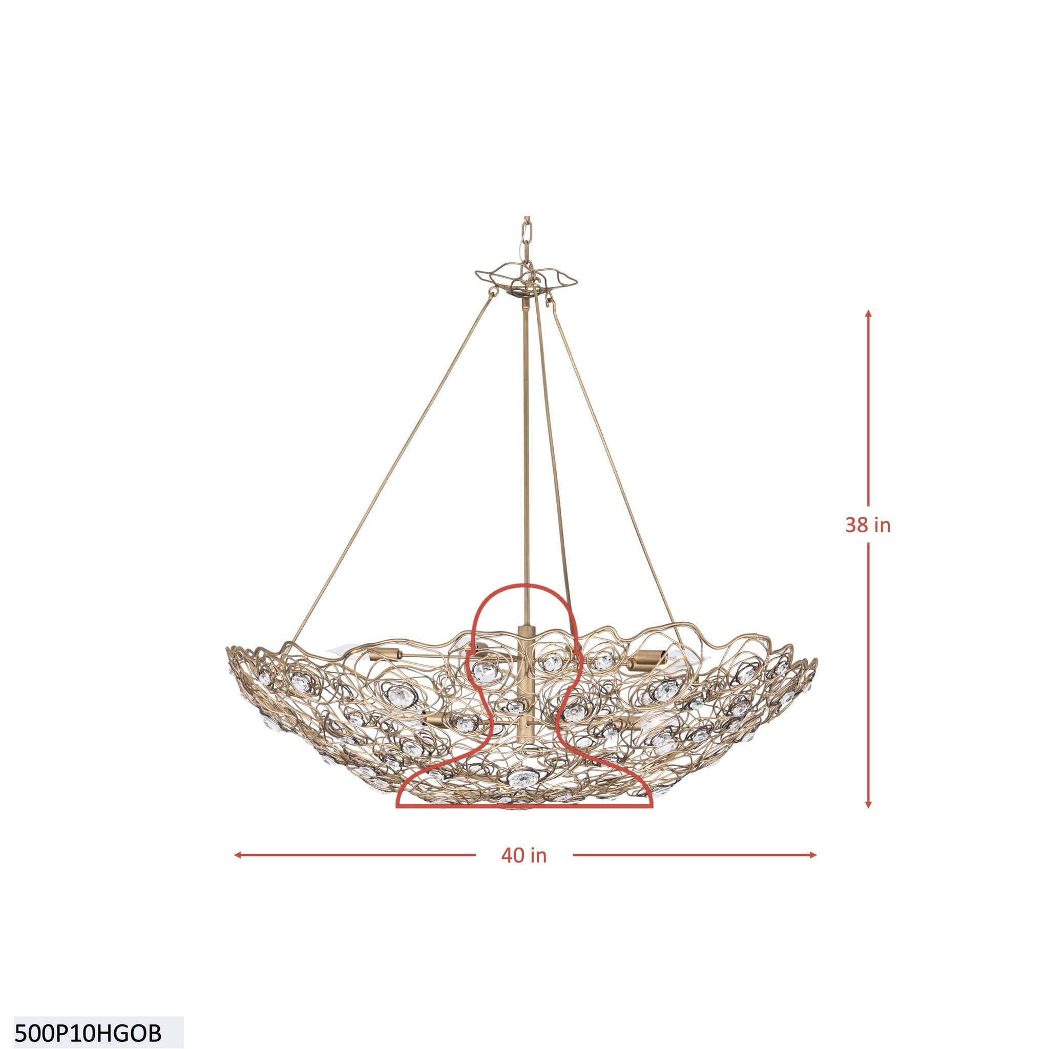 Ethereal Rose 10 Light Inverted Pendant - Havana Gold Ombre