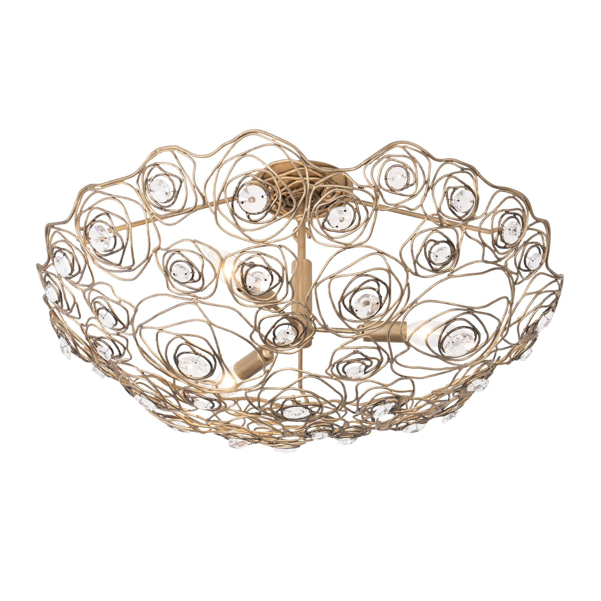 Ethereal Rose 3 Light Inverted Semi-Flush - Havana Gold Ombre