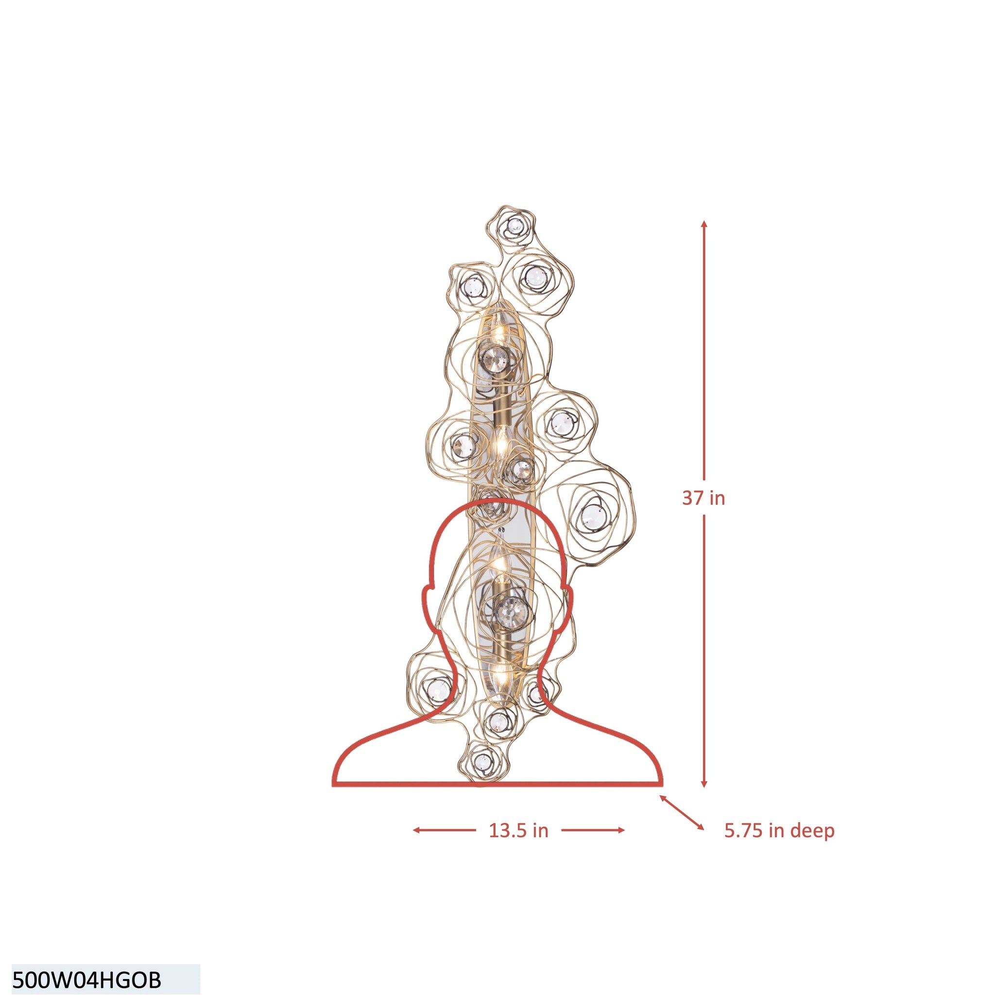 Ethereal Rose 4 Light Sconce - Havana Gold Ombre/Polished Stainless Accents