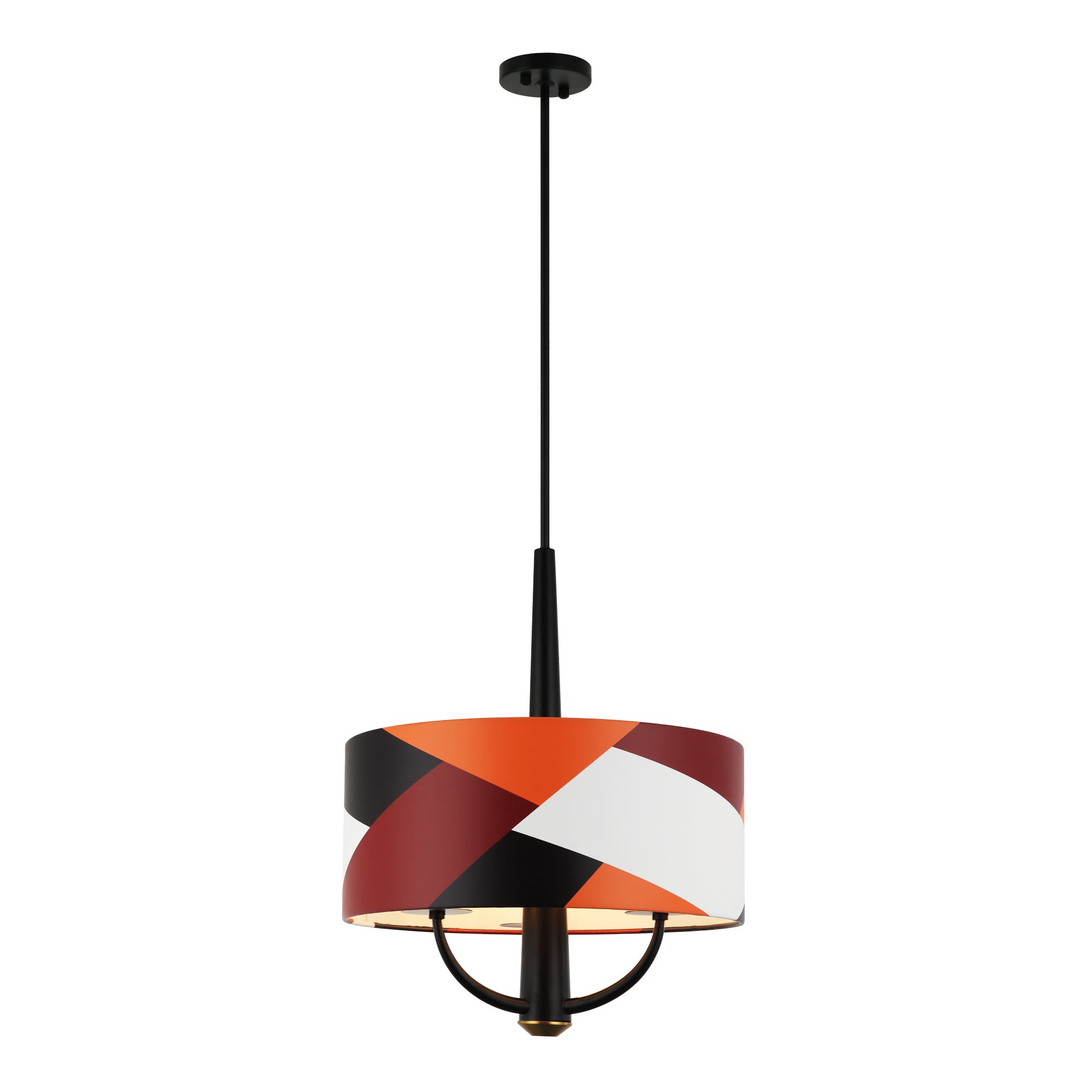 Patchwork 3 Light Pendant - Black/Satin Brass/Patchwork