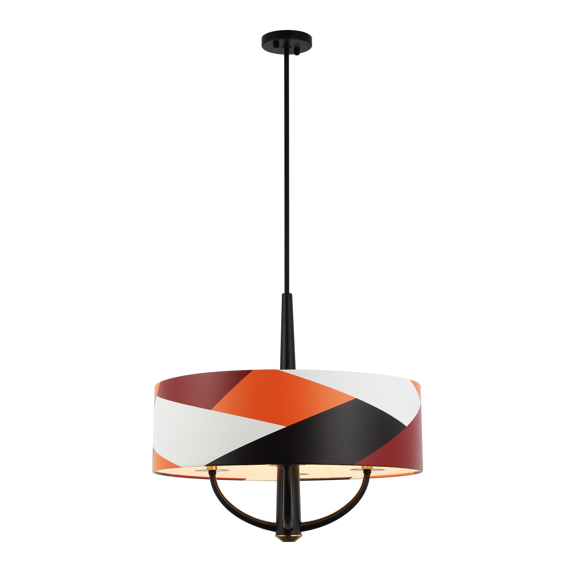 Patchwork 4 Light Pendant - Black/Satin Brass/Patchwork