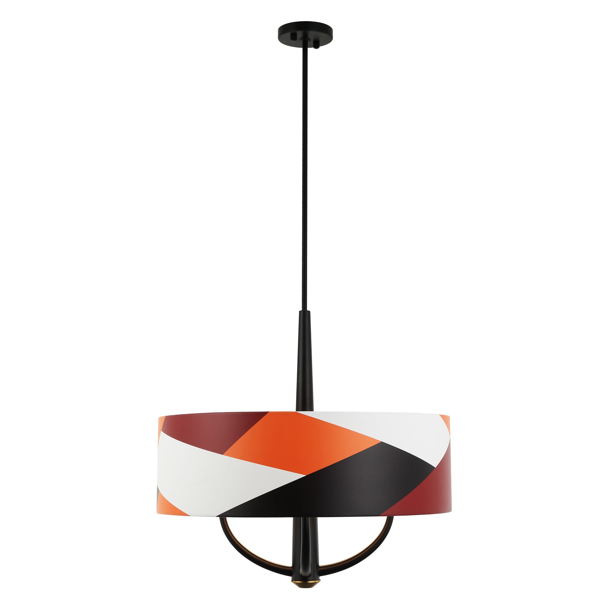 Patchwork 4 Light Pendant - Black/Satin Brass/Patchwork