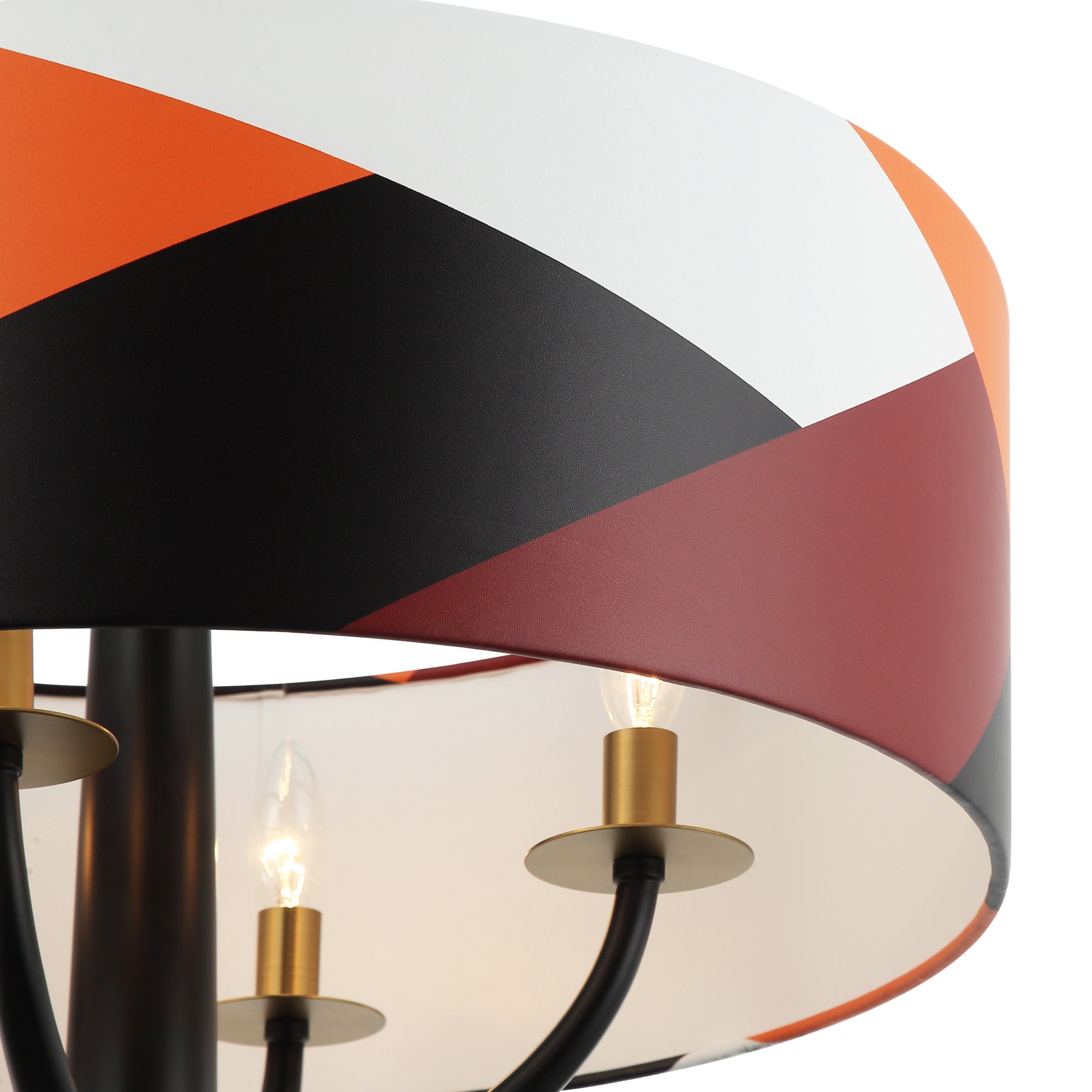 Patchwork 4 Light Pendant - Black/Satin Brass/Patchwork