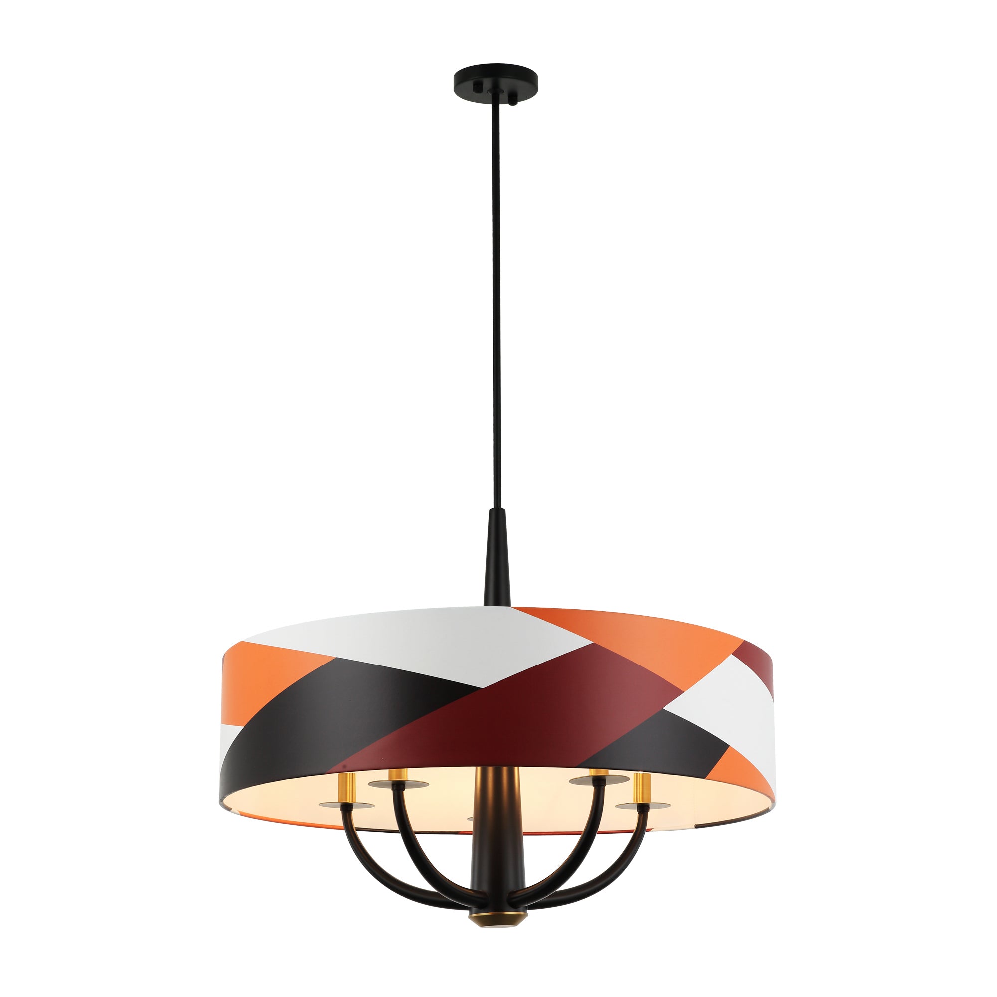 Patchwork 5 Light Pendant - Black/Satin Brass/Patchwork