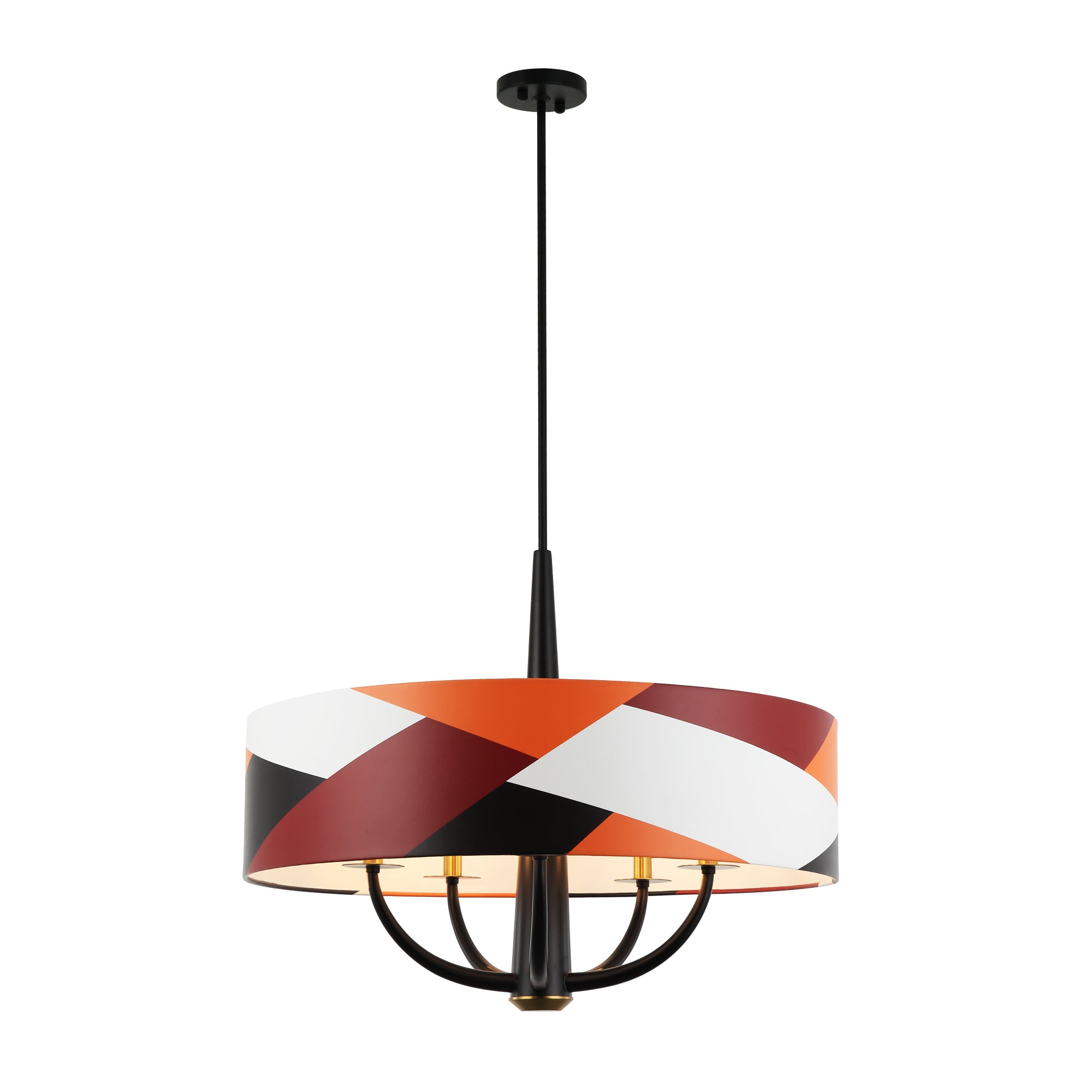 Patchwork 5 Light Pendant - Black/Satin Brass/Patchwork