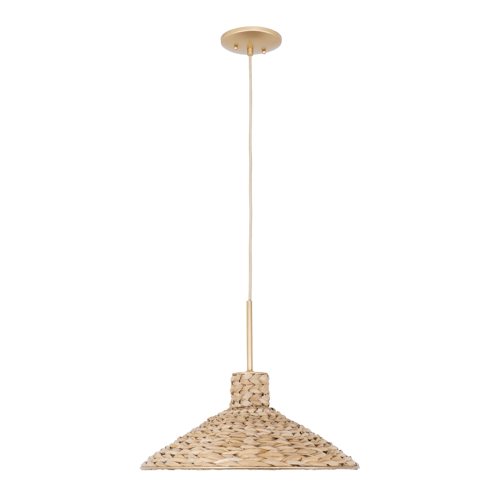 Hilton Head 1 Light Medium Pendant - French Gold/Natural Seagrass