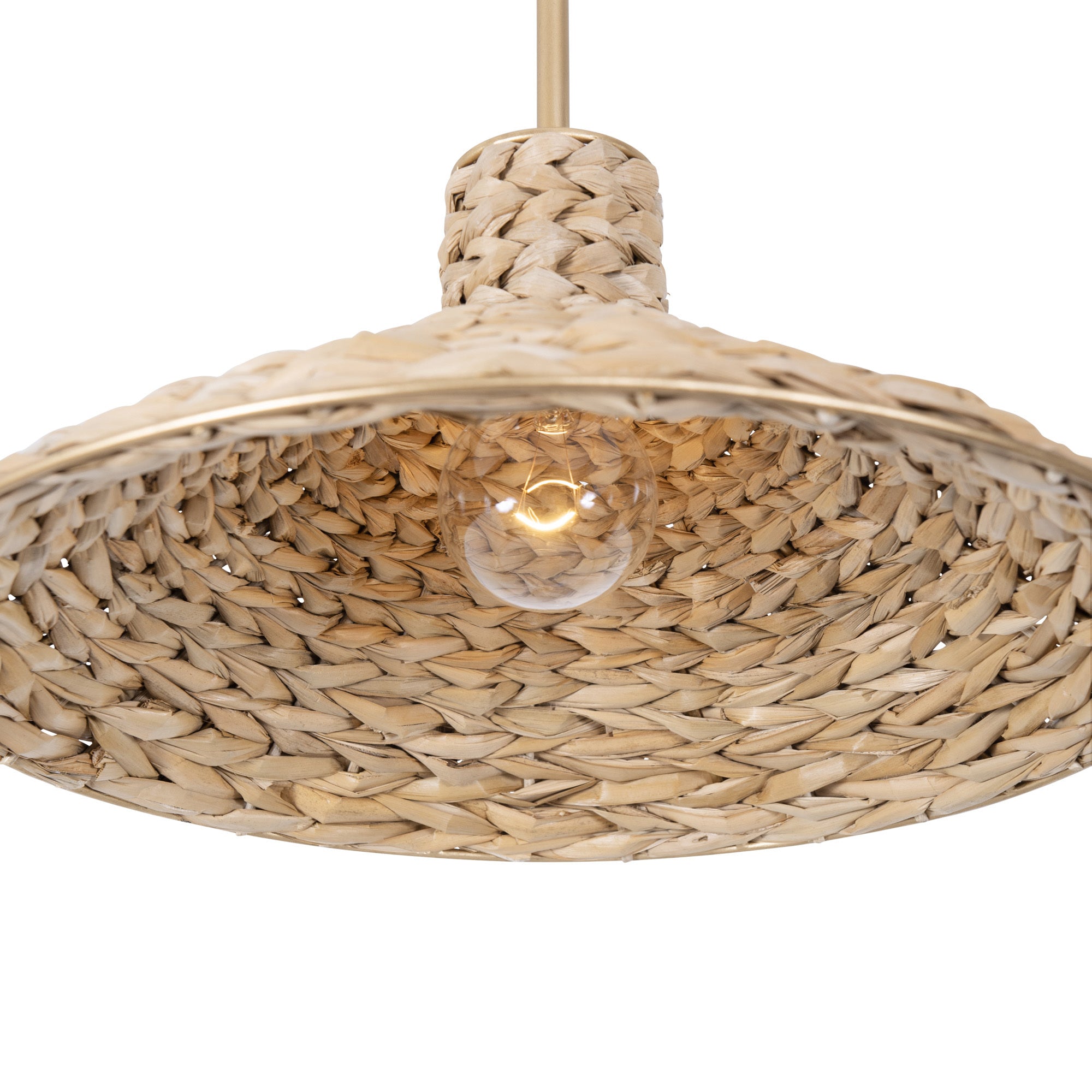 Hilton Head 1 Light Medium Pendant - French Gold/Natural Seagrass