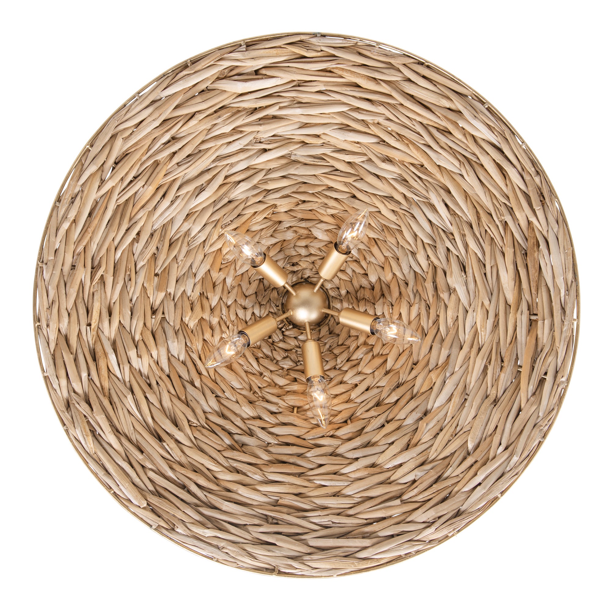 Hilton Head 5 Light Large Pendant - French Gold/Natural Seagrass